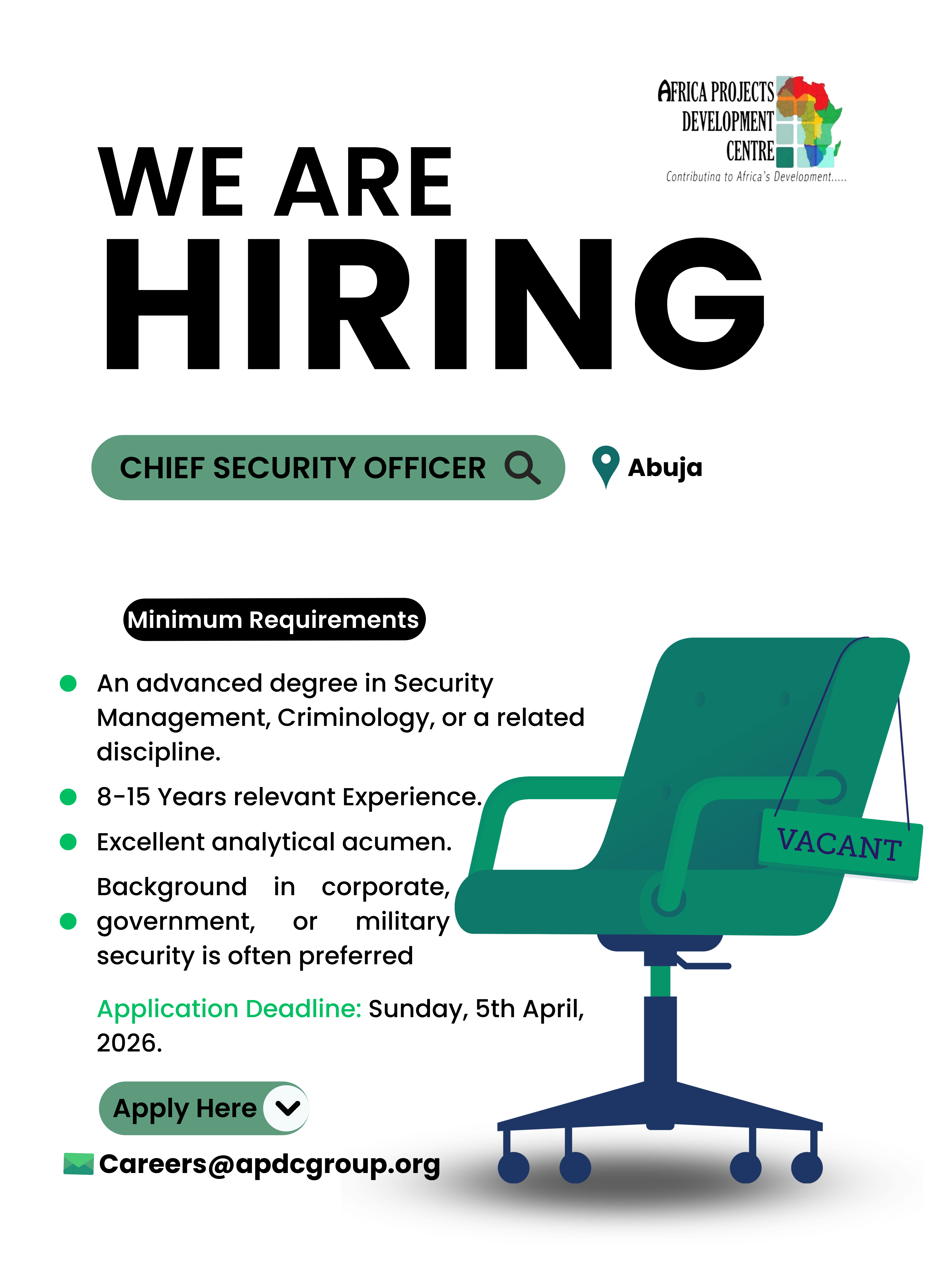 Chief Security Officer Vacancy | APDC Group Abuja